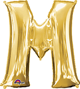 Gold Letter "M" Shaped Mylar Supershape Balloon 34 Inch
